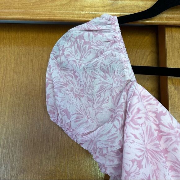 Hello Molly Cute Gaze Ruffle Tiered Mini Dress in Pink Floral Size 4 Small - Picture 4 of 13